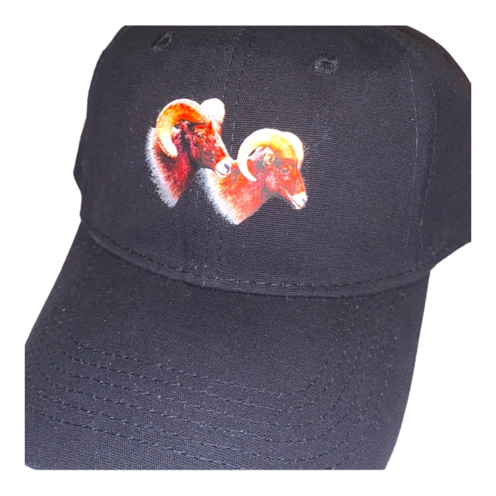 Mens black two rams baseball cap new hat